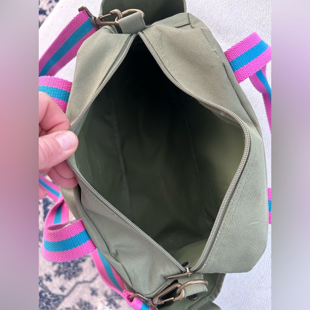 Ralph Lauren Olive Green Canvas Bag with Pink / Blue strap - Picture 6 of 9